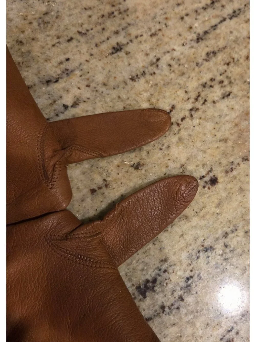 Vintage Womens Size S Brown Soft Leather Short Gloves Weave Wrist Accent